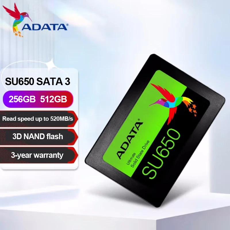 ADATA  SSD 256GB 512GB, 2.5 ġ SATA HDD ϵ ũ, HD SSD Ʈ PC SSD, ǻͿ ޴ HD HDD, SU650